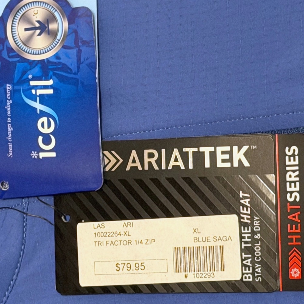 Ariat Womens Tri Factor 1/4 Zip Baselayer Blue Saga Heat Series Icefil XL NWT - Picture 6 of 9